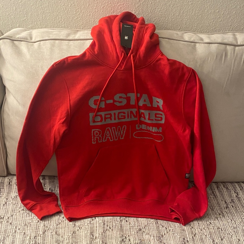 New Men’s G-Star Raw MU Ashor Pullover Hoodie Red Medium